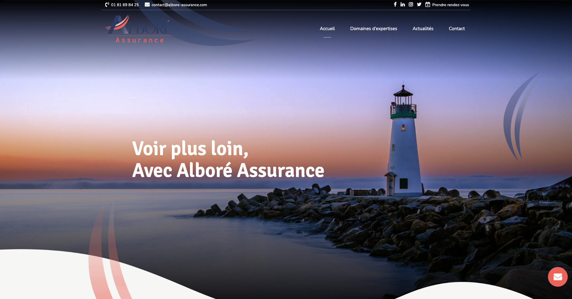 capture d'écran Alboré Assurance : site vitrine