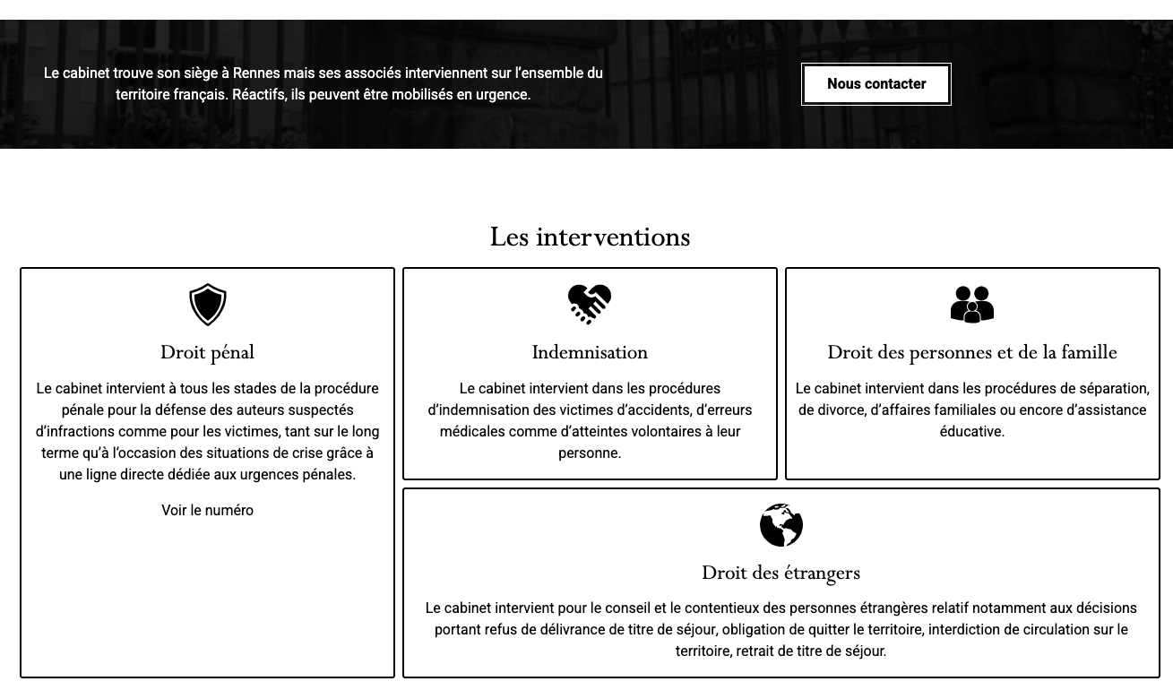 capture d'écran Tessier Hervé Avocats : création de site